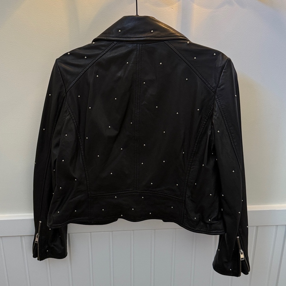 Lamarque Black 100% Leather Piper Studded Biker Jacket Size Medium EUC - Picture 6 of 6